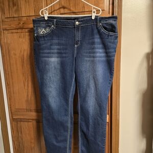 Classic Dark Blue Straight Leg Jeans